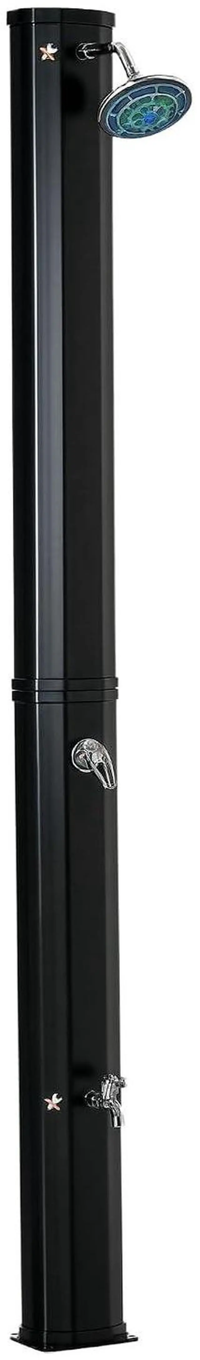 Main image of 7ft Outdoor Solar Heated Shower 360 Rotating Shower Head for Pool | Foot Faucet, Temperature and Pressure Adjustable, Holds 9.2 Gallons, for Backyard Pool