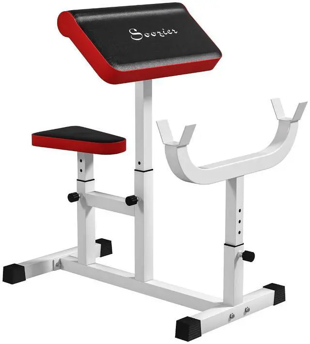 Main image of Adjustable Preacher Curl Bench with Brabell Rack 265 LBS | Strength Training, Seated Arm Isolated Barbell Dumbbell Bicep Station, Home Gym Fitness Equipment
