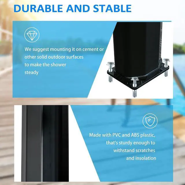 Alt view image 6 of 7 - 7' Outdoor Solar Heated Shower 360 Rotating Rainfall for Pool