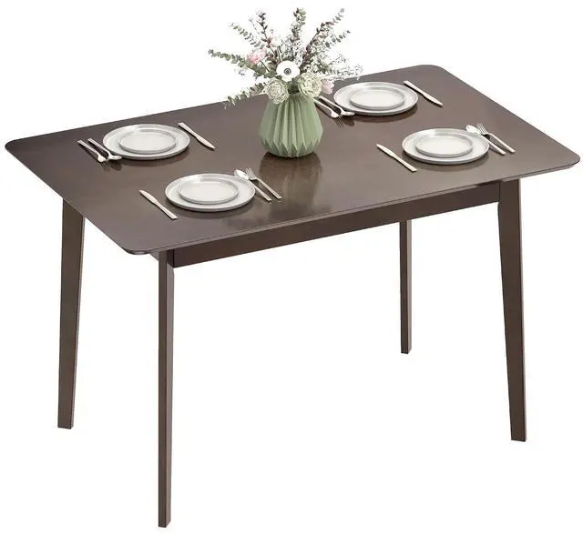 Main image of 47" Mid-Century Modern Dining Table for 4 Wood Frame Dark Mahogany | Rectangular Kitchen Table, Wood Grain Finish, Tapered Legs, Small Spaces, Dining Room, Apartment, Easy to Assemble