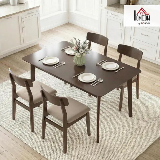 Alt view image 2 of 7 - 47" Mid-Century Modern Dining Table for 4 Wood Frame Dark Mahogany | Rectangular Kitchen Table, Wood Grain Finish, Tapered Legs, Small Spaces, Dining Room, Apartment, Easy to Assemble