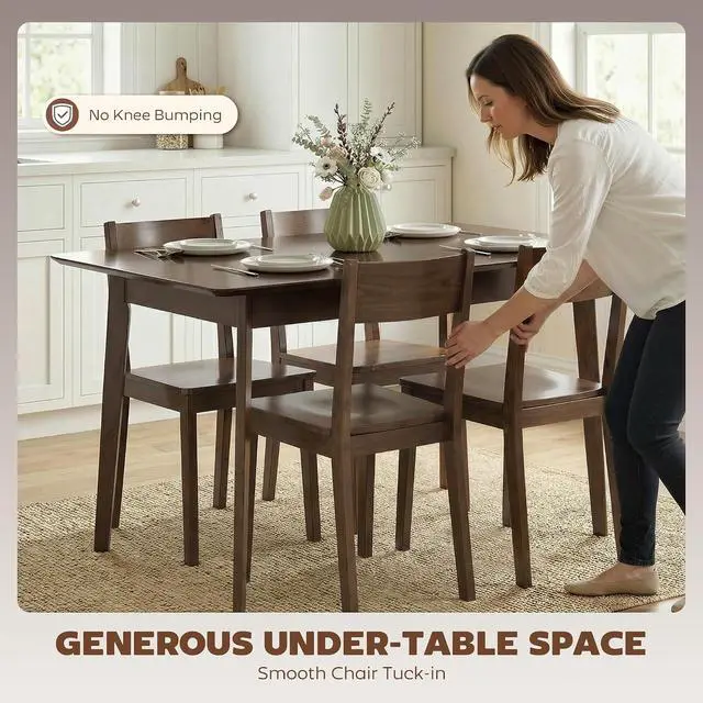 Alt view image 5 of 7 - 47" Mid-Century Modern Dining Table for 4 Wood Frame Dark Mahogany | Rectangular Kitchen Table, Wood Grain Finish, Tapered Legs, Small Spaces, Dining Room, Apartment, Easy to Assemble