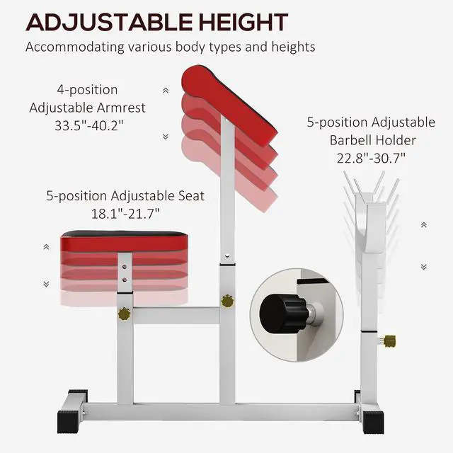 Alt view image 3 of 7 - Adjustable Preacher Curl Bench with Brabell Rack 265 LBS | Strength Training, Seated Arm Isolated Barbell Dumbbell Bicep Station, Home Gym Fitness Equipment