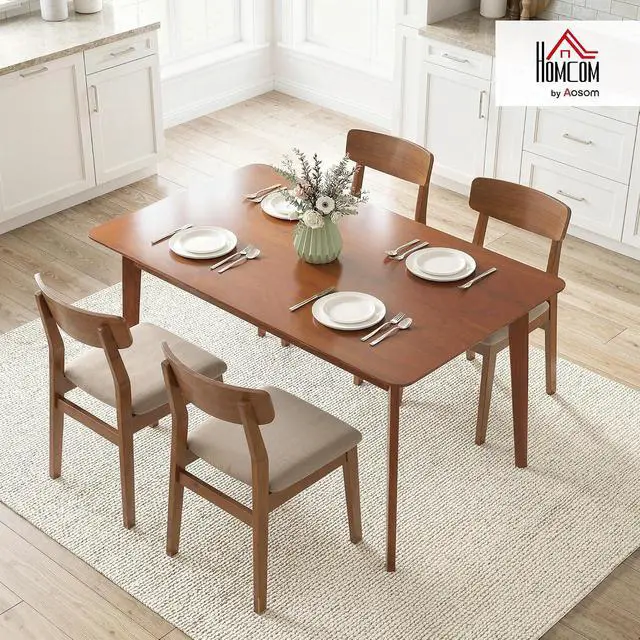 Alt view image 3 of 7 - 47" Mid-Century Modern Dining Table for 4 Wood Frame Walnut | Rectangular Kitchen Table, Wood Grain Finish, Tapered Legs, Small Spaces, Dining Room, Apartment, Easy to Assemble