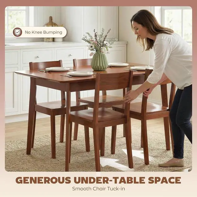 Alt view image 5 of 7 - 47" Mid-Century Modern Dining Table for 4 Wood Frame Walnut | Rectangular Kitchen Table, Wood Grain Finish, Tapered Legs, Small Spaces, Dining Room, Apartment, Easy to Assemble