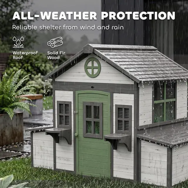 Alt view image 6 of 7 - PawHut Wooden Chicken Coop Chicken House, 2-4 Hens, 72" x 50" x 54", White | Outdoor Playhouse Poultry Cage, 2 Nesting Boxes, Waterproof Roof, Windows, Farm Backyard