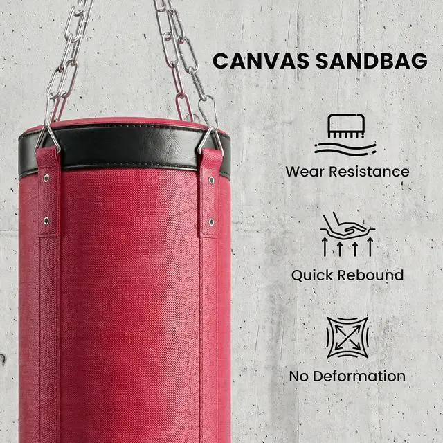 Alt view image 4 of 7 - Punching Bag with Stand for Adults 72.8" 90.9" | Freestanding Boxing Stand, Canvas Sandbag, Stable Triangular Base, 1" Weight Plate Storage, Home Gym MMA, Height Adjustable