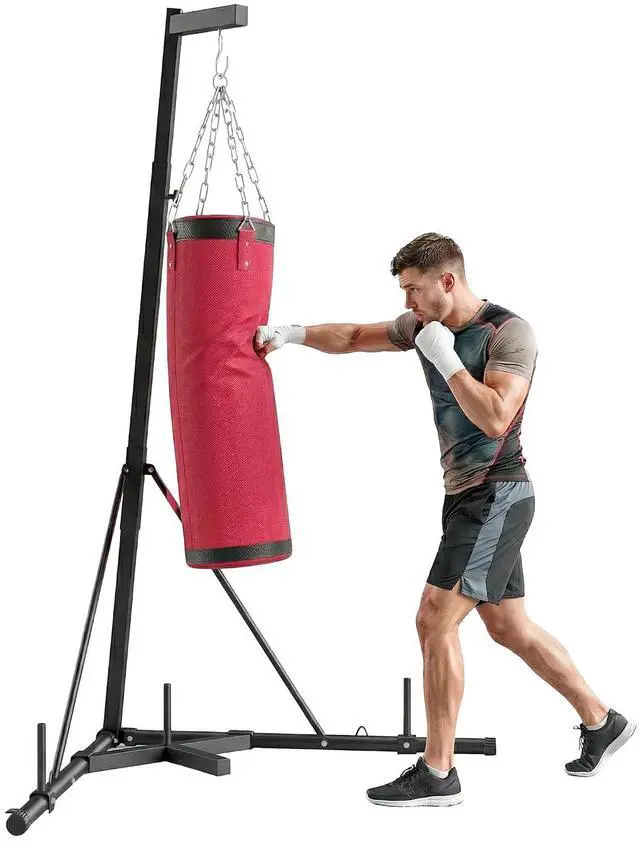 Main image of Punching Bag with Stand for Adults 72.8" 90.9" | Freestanding Boxing Stand, Canvas Sandbag, Stable Triangular Base, 1" Weight Plate Storage, Home Gym MMA, Height Adjustable