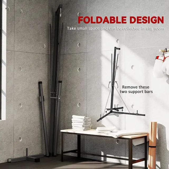 Alt view image 3 of 7 - Foldable Punch Bag Stand Height Adjustable | Weighted Base, Freestanding, Punching Stand Only, Home Gym