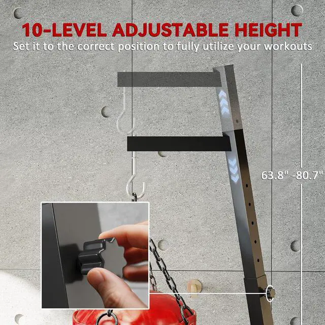 Alt view image 4 of 7 - Foldable Punch Bag Stand Height Adjustable | Weighted Base, Freestanding, Punching Stand Only, Home Gym