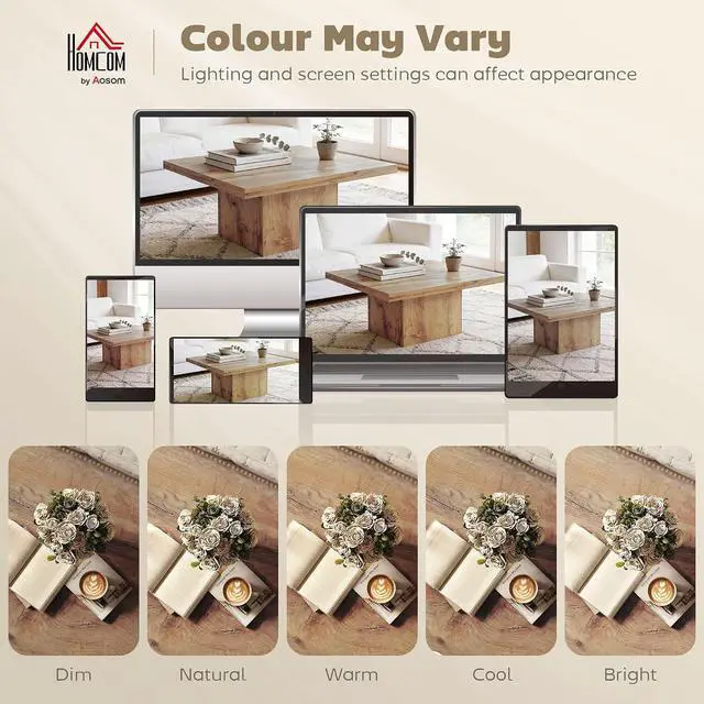 Alt view image 7 of 7 - Living Room Table Coffee Table 31.5" x 31.5" Light Brown Wood Grain | 1.6" Thick Tabletop, Wood Rustic, Farmhouse Style, Easy Assembly