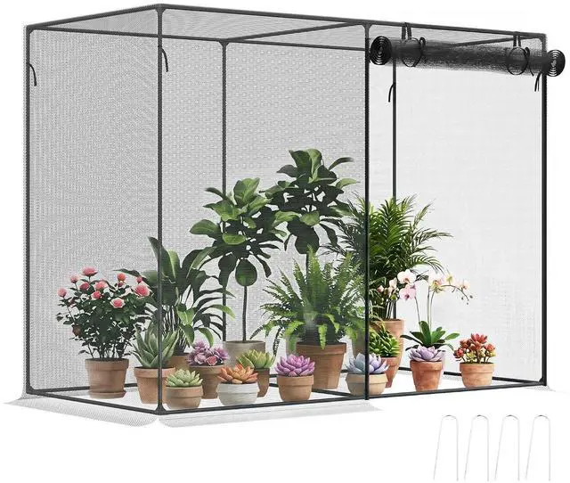 Main image of 6' x 3' x 5' Crop Cage, Plant Protection Tent, Black | Zippered Doors, for Vegetable Garden Backyard Outdoor Use
