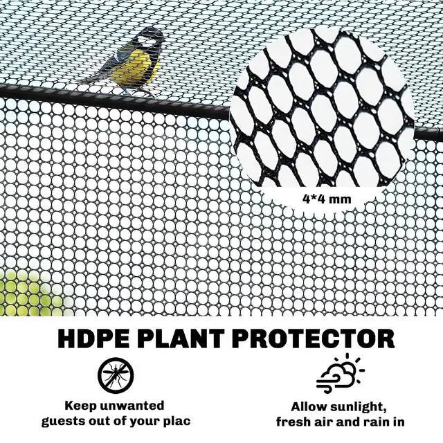 Alt view image 3 of 7 - 6' x 3' x 5' Crop Cage, Plant Protection Tent, Black | Zippered Doors, for Vegetable Garden Backyard Outdoor Use