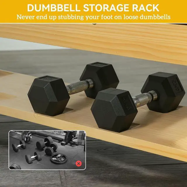 Alt view image 2 of 7 - Adjustable Weight Bench with Dumbbell Rack Wooden Gym | Flat or Incline Design, Home Gym Weight Lifting Training