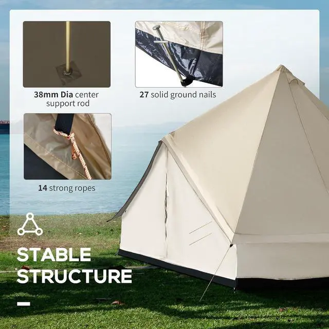 Alt view image 3 of 7 - 10-Person Yurt Tent with Spacious Interior 16' x 16' x 10' | Glamping Bell Tent, Breathable Waterproof Design, for Family Outdoor Camping