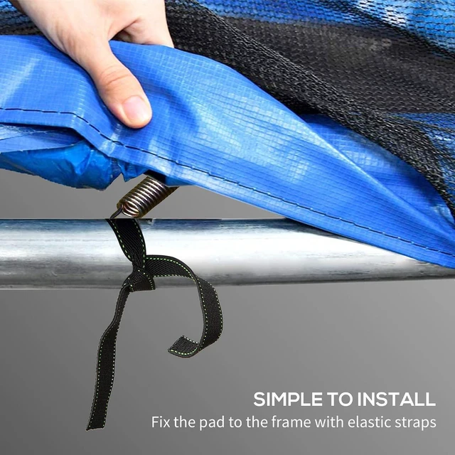 Alt view image 4 of 7 - 12FT / 14FT Trampoline Spring Cover No Holes for Pole | for 5.5" Springs, 8 Rows of Stitching, Spring Pull Tool, Frame not Included