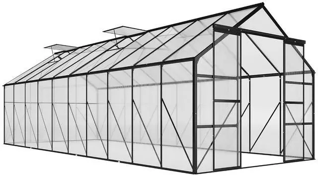 Main image of 20' x 8' Polycarbonate Greenhouse Walk-in Aluminum Frame Clear | Garden Greenhouse Kit, Adjustable Roof Vent, Rain Gutter, Sliding Door, Backyard, Patio