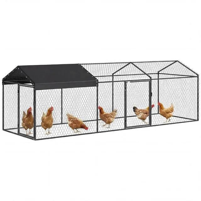 Main image of PawHut Large Metal Chicken Coop Chicken Run, Cover 3-5 Poultry 118"x39"x39" | Waterproof, Anti-UV, Outdoor Poultry Cage Rabbit Hutch, Backyard Farm, for Duck, Cat