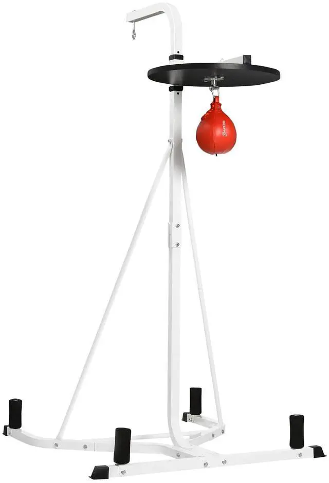 Main image of 2-in-1 Punching Bag Stand Weighted Base Speed Bag, White | Heavy Bag Stand, Freestanding, Adjustable Height, for Home Gym
