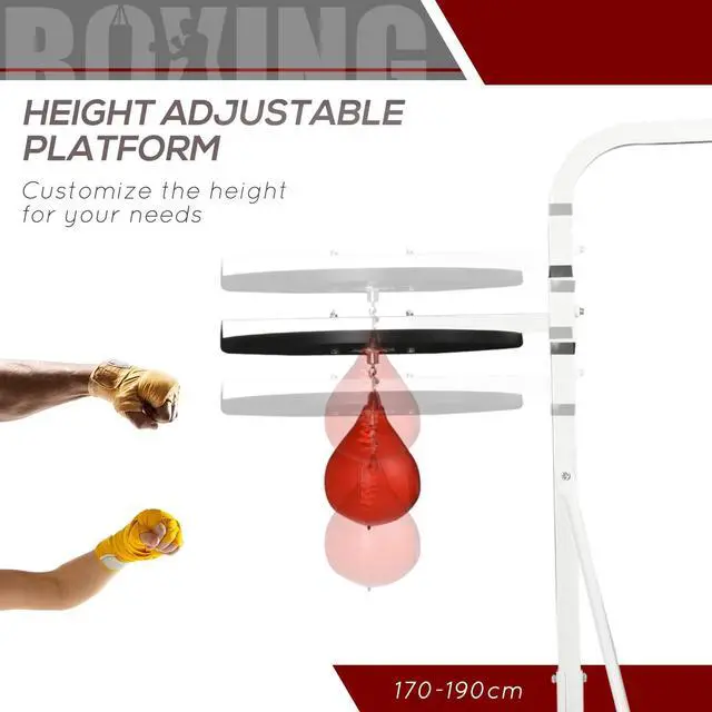 Alt view image 4 of 7 - 2-in-1 Punching Bag Stand Weighted Base Speed Bag, White | Heavy Bag Stand, Freestanding, Adjustable Height, for Home Gym