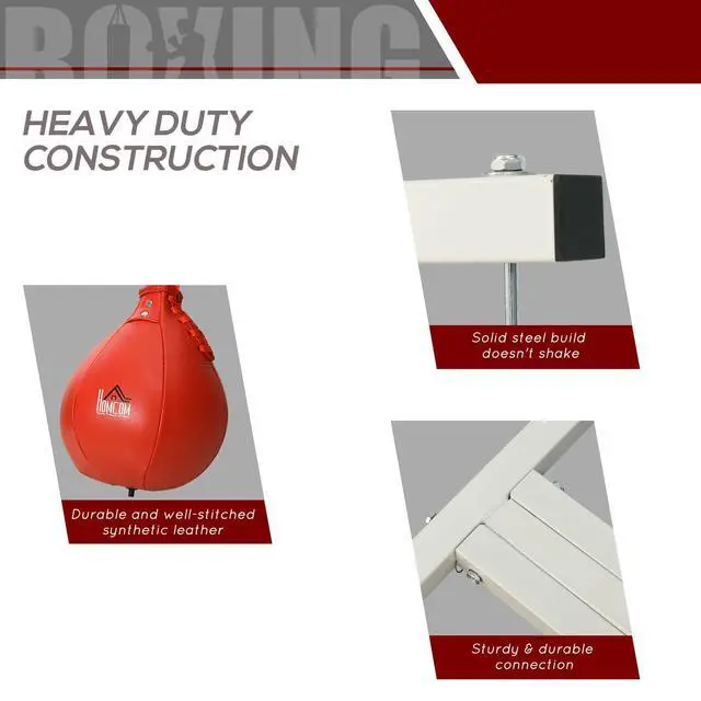Alt view image 5 of 7 - 2-in-1 Punching Bag Stand Weighted Base Speed Bag, White | Heavy Bag Stand, Freestanding, Adjustable Height, for Home Gym