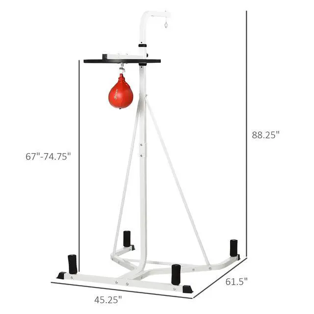 Alt view image 7 of 7 - 2-in-1 Punching Bag Stand Weighted Base Speed Bag, White | Heavy Bag Stand, Freestanding, Adjustable Height, for Home Gym