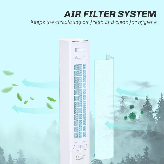 Alt view image 4 of 7 - 42" 3-In-1 Evaporative Air Cooler 52° Oscillating Portable White | Swamp Cooler, Water Tank, Humidifier, Ice Cooling Fan, for Home Office, 3 Modes, 3 Speeds, 12H Timer, Remote