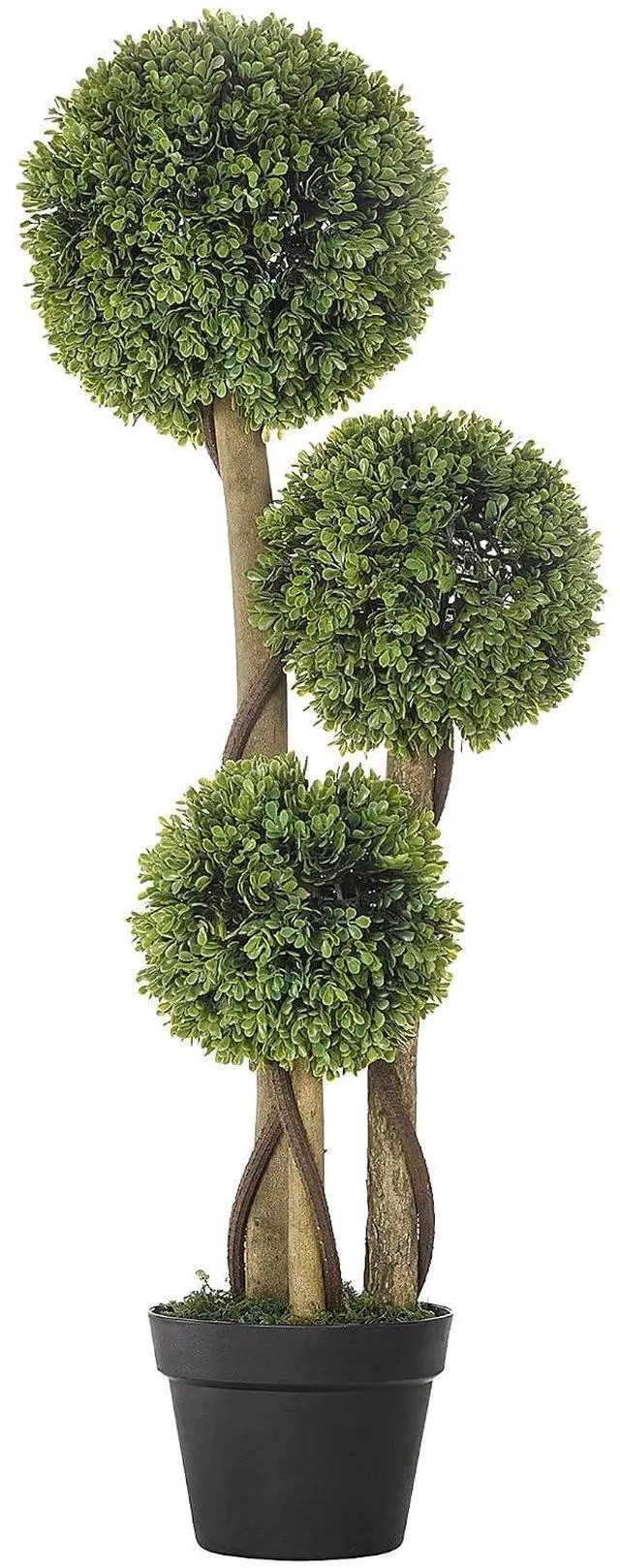 Main image of Artificial Plant 3 Ball Boxwood Topiary Tree Outdoor Light Green | Indoor & Outdoor Fake Plants, Artificial Tree in Pot, Home Office, Living Room Decor
