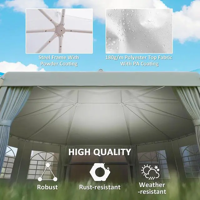 Alt view image 5 of 7 - 29 x 21 ft Party Tent Heavy Duty with Sidewalls White | Event Tent, 2 Doors, 6 Windows, Outdoor Gazebo Shelter, for Wedding, Party