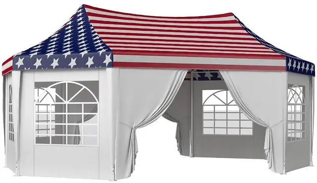 Main image of 22.3 x 16.4 ft Party Tent Heavy Duty with Sidewalls American Flag | Event Tent, 2 Doors, 6 Windows, Outdoor Gazebo Shelter, for Wedding, Party