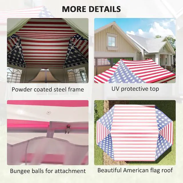 Alt view image 6 of 7 - 22.3 x 16.4 ft Party Tent Heavy Duty with Sidewalls American Flag | Event Tent, 2 Doors, 6 Windows, Outdoor Gazebo Shelter, for Wedding, Party