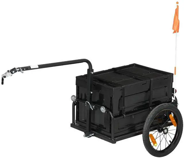 Main image of Bike Cargo Trailer Removable Storage Box Bottom | Bicycle Trailer Wagon Cart, Quick Release 16" Wheels, Safe Reflectors