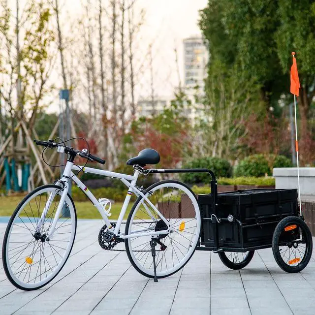 Alt view image 2 of 7 - Bike Cargo Trailer Removable Storage Box Bottom | Bicycle Trailer Wagon Cart, Quick Release 16" Wheels, Safe Reflectors