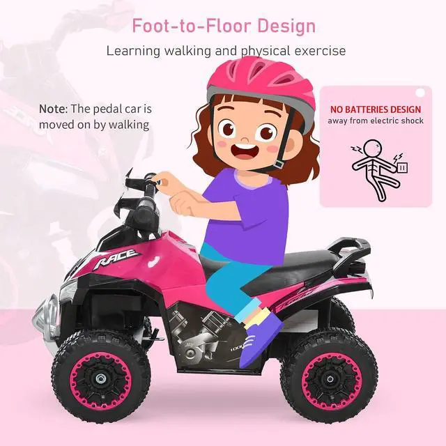 Alt view image 5 of 7 - NO Power Kids Ride On Push Car ATV for Toddlers 1.5-3 Years Old Pink | Foot-to-floor Sliding Car, Walking Toy, Music, Lights, Ride Racer