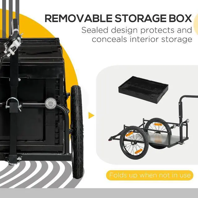 Alt view image 3 of 7 - Bike Cargo Trailer Removable Storage Box Bottom | Bicycle Trailer Wagon Cart, Quick Release 16" Wheels, Safe Reflectors