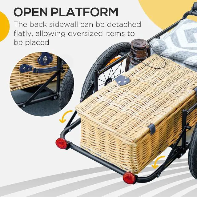 Alt view image 4 of 7 - Bike Cargo Trailer Removable Storage Box Bottom | Bicycle Trailer Wagon Cart, Quick Release 16" Wheels, Safe Reflectors