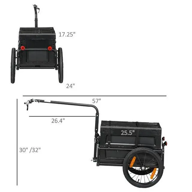 Alt view image 7 of 7 - Bike Cargo Trailer Removable Storage Box Bottom | Bicycle Trailer Wagon Cart, Quick Release 16" Wheels, Safe Reflectors
