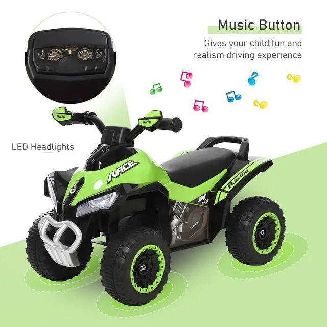 Alt view image 5 of 7 - NO Power Kids Ride On Push Car ATV for Toddlers 1.5-3 Years Old Green | Foot-to-floor Sliding Car, Walking Toy, Music, Lights, Ride Racer