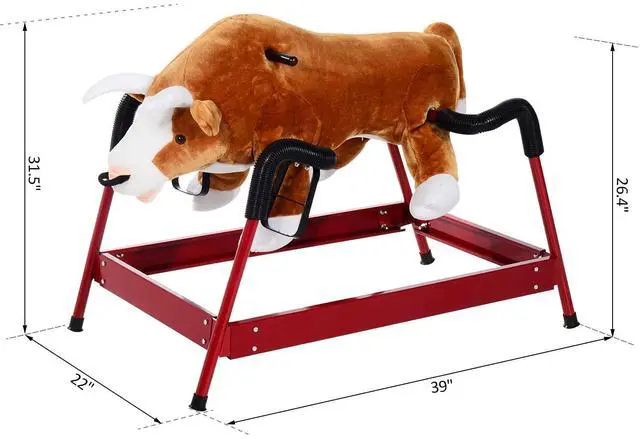Alt view image 7 of 7 - Qaba Kids Spring Rocking Horse Rodeo Bull Style with Realistic Sounds | Children Over 3 Years Old
