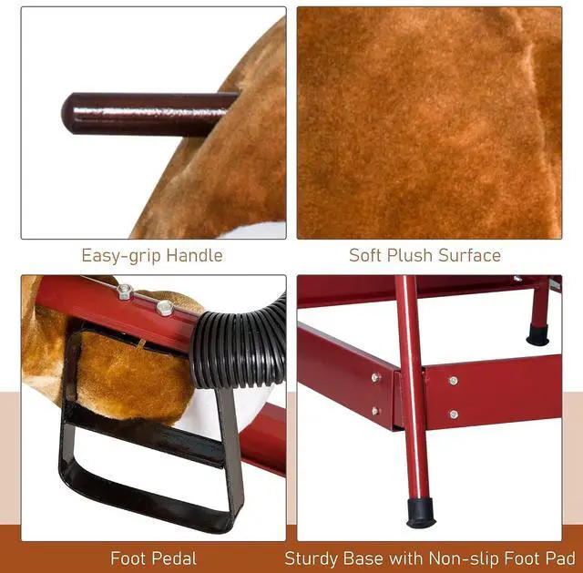 Alt view image 6 of 7 - Qaba Kids Spring Rocking Horse Rodeo Bull Style with Realistic Sounds | Children Over 3 Years Old