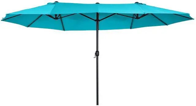 Main image of Extra Large 15 ft Patio Umbrella with Crank Handle | Double-Sided Wide Outdoor Umbrella, Air Vents, Backyard, Deck, Pool, Market