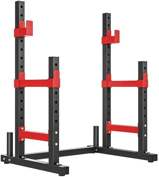 Main image of Adjustable Squat Rack Bench Press Weight Plate Holders | Heavy Duty Steel Barbell Stand, for Weight Lifting, Home Gym Strength Training, 660lbs Max Load
