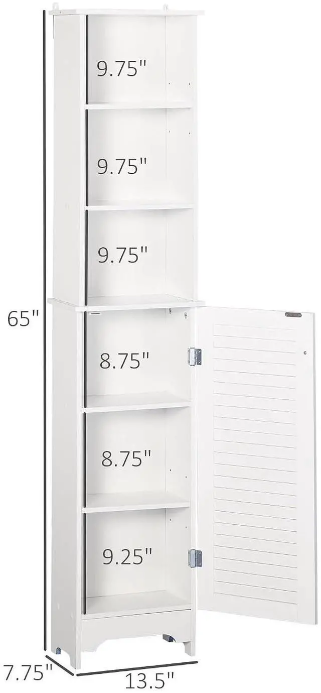 Alt view image 3 of 7 - Tall Bathroom Storage Cabinet Freestanding with 3-Tier Shelf White | Linen Tower, Open Adjustable Shelf