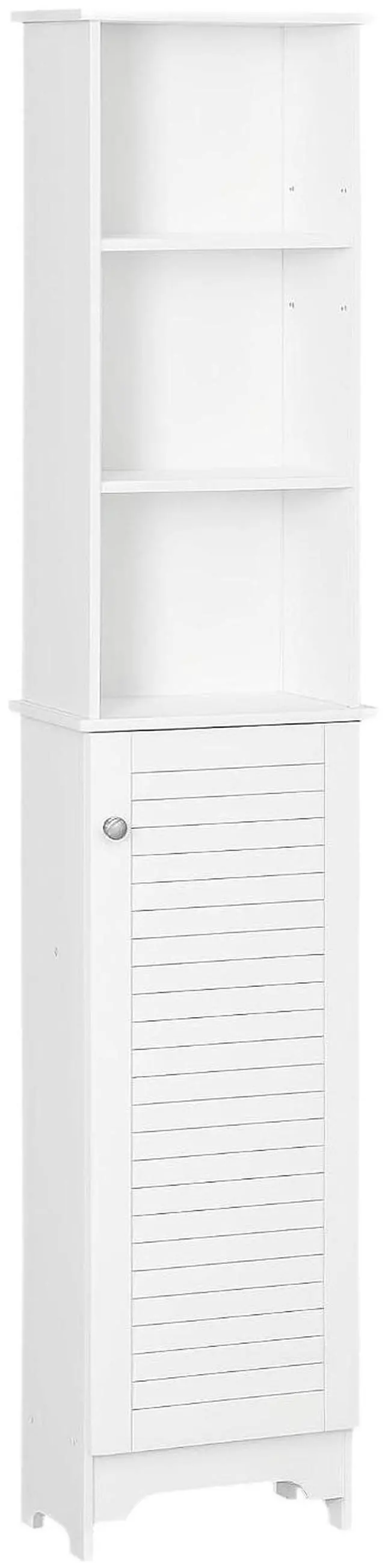 Main image of Tall Bathroom Storage Cabinet Freestanding with 3-Tier Shelf White | Linen Tower, Open Adjustable Shelf