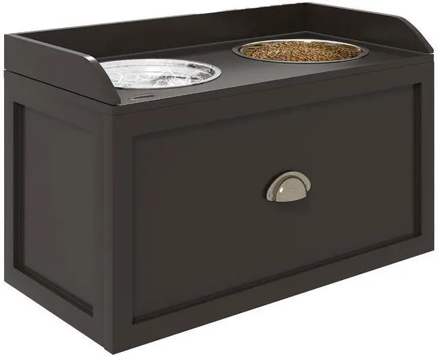 Main image of PawHut Dog Feeding Station with Storage Drawer, Dog Food Storage Cabinet with 2 Removable Elevated Pet Bowls for Large Sized Dogs, Coffee | 2 Removable Elevated Pet Bowls, for Large Sized Breeds