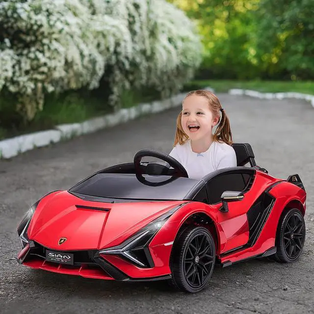 Alt view image 2 of 7 - 12V Ride on Car Lamborghini SIAN Licensed Battery Powered Red | Electric Car for Kids, Remote Control, Horn, Music, Headlights
