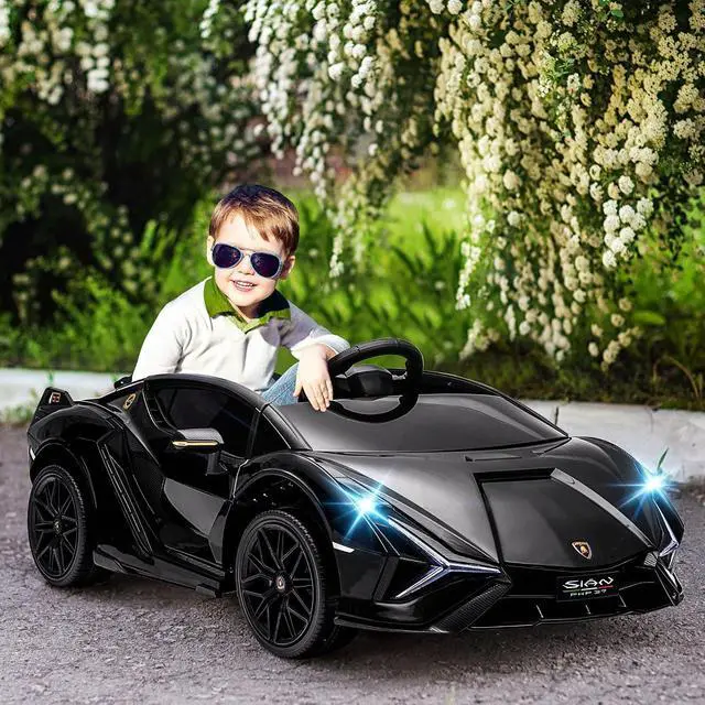 Alt view image 2 of 7 - 12V Ride on Car Lamborghini SIAN Licensed Battery Powered Black | Electric Car for Kids, Remote Control, Horn, Music, Headlights