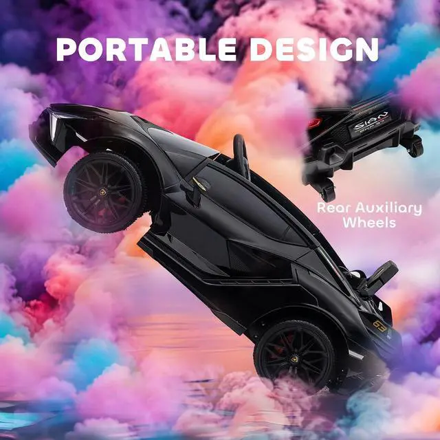 Alt view image 5 of 7 - 12V Ride on Car Lamborghini SIAN Licensed Battery Powered Black | Electric Car for Kids, Remote Control, Horn, Music, Headlights