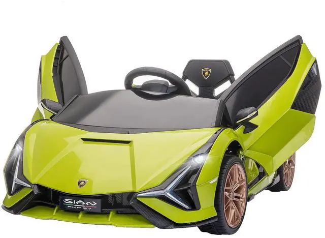 Main image of 12V Ride on Car Lamborghini SIAN Licensed Battery Powered Green | Electric Car for Kids, Remote Control, Horn, Music, Headlights