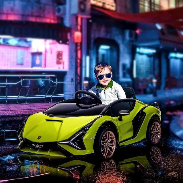 Alt view image 2 of 7 - 12V Ride on Car Lamborghini SIAN Licensed Battery Powered Green | Electric Car for Kids, Remote Control, Horn, Music, Headlights